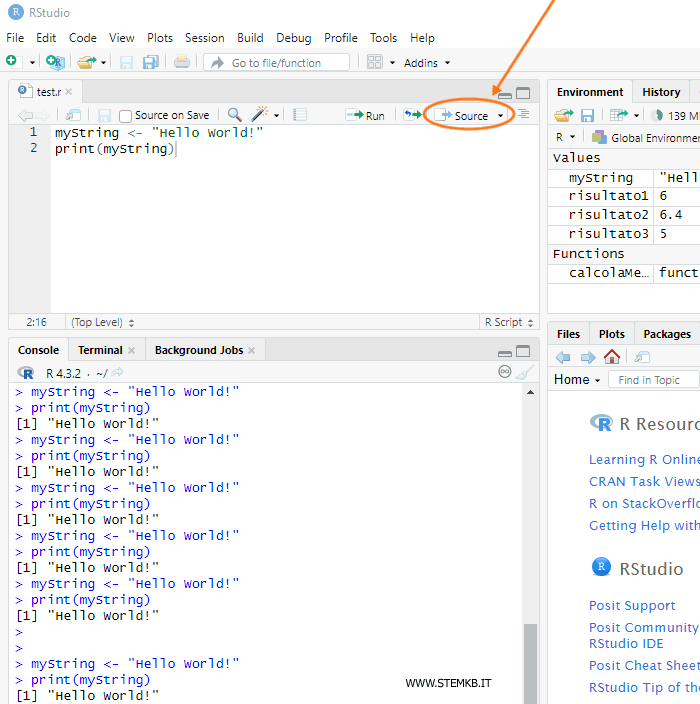 RStudio Source Option