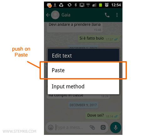 push on Paste