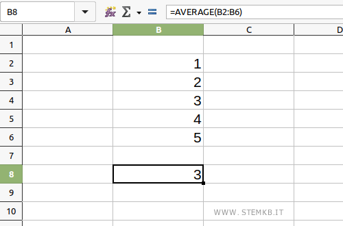 arithmetic mean in Calc