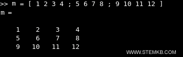 a 3x4 rectangular matrix