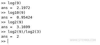 the logarithms in Octave